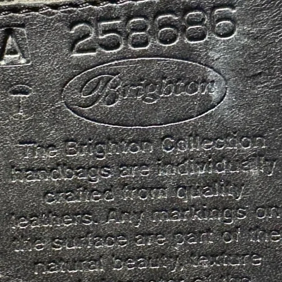 Vintage Brighton Bergson Croc Embossed Leather Bucket Bag Brown Black - Picture 8 of 9